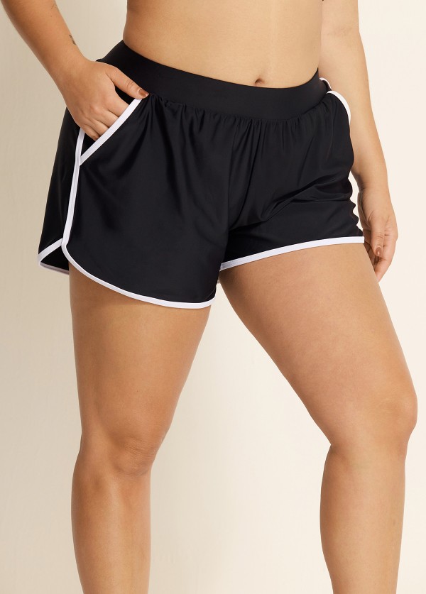 Classic Black And White Sporty Swim Shorts
