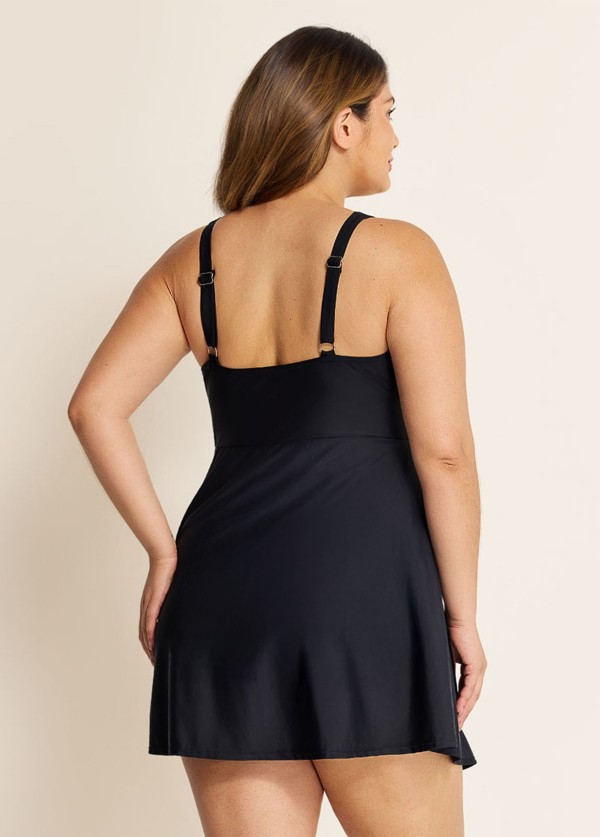 Side Slits Cross Knot With Built-In Pocket Shorts Swim Dress Swimsuit One Piece Swimdress