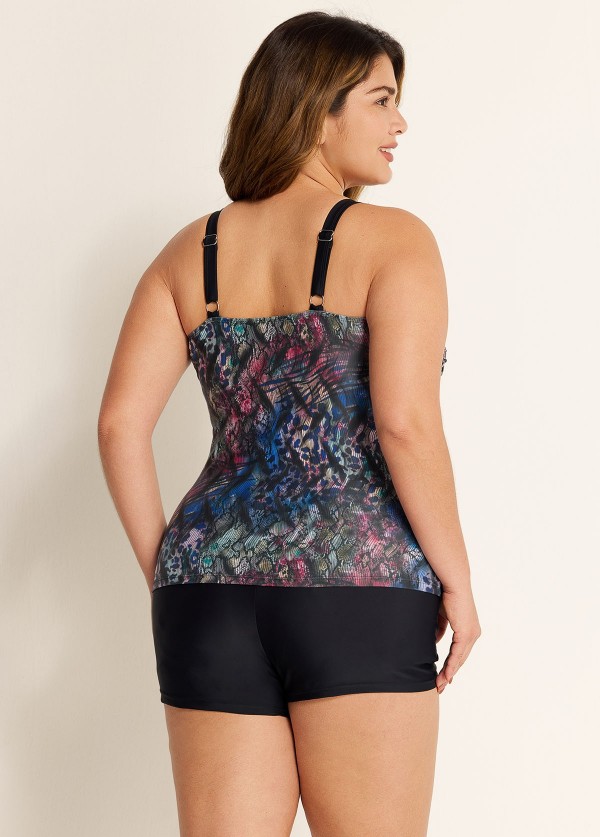 Flattering Twisted Front Ruched Tummy Control Tankini Top