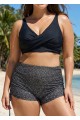 Black Twisted Front Fashion Plus Size Bikini Top