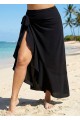 Curvy Black Side Slits Sarong Beachwear Cover Ups Dress