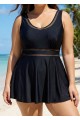 Plus Size V-neck Wide Strap Crochet One Piece Swimdress