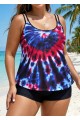 Stylish Colorful Tie Dye Adjustable Double Straps Tankini Top