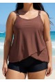 Plus Size Brown Flowy Layered Tankini Top