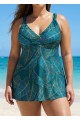 Plus Size Mystic Green Plants Print Wide Straps Stylish Tankini Set