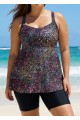 Fashionable Colorful Dot Square Neck Flowy Women Tankini Top