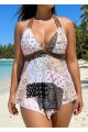 Paisley Print Halter V Neck Flowy Women Tankini Top