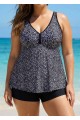 Curvy Black Polka Dot Print Modest Swimsuit And Swimwear Tankini Top