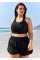 Casual Black Scoop Neck Racerback Sports Bikini Top