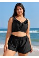 Plus Size Black With Frill Details Modest Elegant Bikini Swimsuit Top