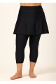 Black Flared Plus Size Modest Swimsuit Skort with Capri Leggings