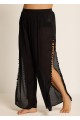 Plus Size Black Side Slits Tassel Swimsuit Cover Up Pants