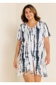 V-Neck Slit Fringe Trim Tunic Cover Up