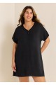 Black Button Women's Swimsuit Plus Size Bathing Suit Cover Up