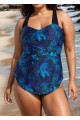 Plus Size Green Floral Sarong Swimwear Bathing Suits One Piece Swimsuit