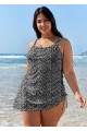 Black Polka Dot Print Srong Plus Size Swimsuit Swimwear One Piece Swimdress