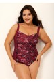 Red Floral Print Pleated Fashion One Piece Swimsuit