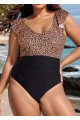 Leopard Print Ruffled Vintage One Piece Swimsuit