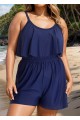 Plus Size Leisure Beach With Ruffle Hem Detailed Romper One Piece Swimsuit