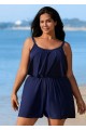 Plus Size Leisure Beach With Ruffle Hem Detailed Romper One Piece Swimsuit