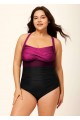 Red Panelled Twist Front Modest Plus Size One Piece Swimsuit