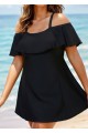 Plus Size Black Tummy Control Stylish One Piece Swimdress