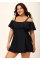 Plus Size Black Tummy Control Stylish One Piece Swimdress