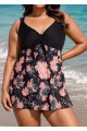 Charming Plus Size Pink Floral Print Knot Front One Piece Swimdress