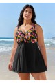 Curvy Red Floral Modest Swimwear Bathing Suits One Piece Swimdress