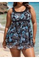 Vintage Blue Floral And Paisley Printed Swimdress Top