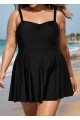 Black V Neck Ruched Plus Size Modest Swimdress Swimsuit Top