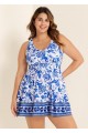 White Floral Modest Curvy Swimsuit And Swimwear Swimdress Set