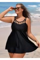 Plus Size Black Fashionable Hollow Swimdress Top