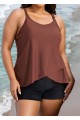 Plus Size Brown Flowy Layered Tankini Top