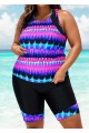 Purple-Pink Ombre Sporty Racerback Tankini Set