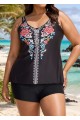 Plus Size Tribal Printed Adjustable Straps Tankini Top