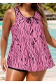 Plus Size Plants Print Wide Straps Elegant Tankini Top