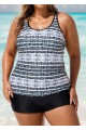 Plus Size Vintage Round Neck Crossback Tankini Top