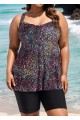 Fashionable Colorful Dot Square Neck Flowy Women Tankini Top