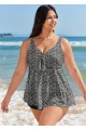 Plus Size Black Polka Dot Print Modest Swimsuits Tankini Top