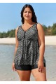 Curvy Black Polka Dot Print Modest Swimsuit And Swimwear Tankini Top