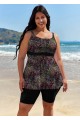 Black Dot Print Modest Curvy Swimwear Bathing Suits Tankini Top