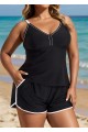 Black And White Sporty Comfortable Plus Size Tankini Top