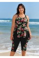 Curvy Red Floral Modest And Sporty Swimsuit And Swimwear Tankini Set