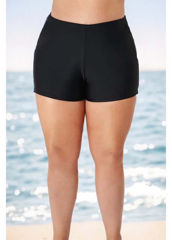 Black Full Leg Mid Waist Swim Beach Boy Short
