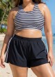 Black And White Striped Criss Cross Bikini Top