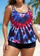 Stylish Colorful Tie Dye Adjustable Double Straps Tankini Top