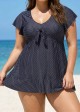 Deep V-neckline Tie Front Women Tankini Top