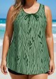 Plus Size Leaf Pattern Elegant Tankini Top with Wide Straps