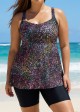 Fashionable Colorful Dot Square Neck Flowy Women Tankini Top